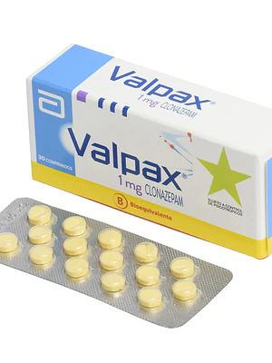 Valpax (B) Clonazepam 1 mg 30 Comprimidos. Medicamento controlado, venta presencial