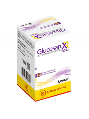 Glucosan XR (B) Metformina 1 g 60 Comprimidos recubiertos.