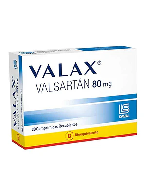 Valax (B) Valsartán 80 mg 30 Comprimidos recubiertos.