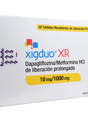 Xigduo XR Depagliflozina, Metformina 10/1000 mg 28 Tabletas.