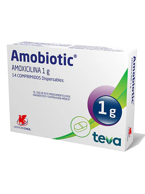Amobiotic Amoxicilina 1 g 14 Comprimidos dispersables.