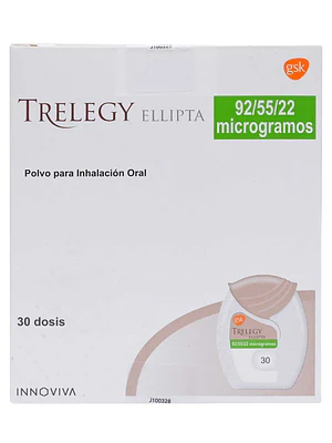 Trelegy Ellipta 92/55/22 Microgramos Por Dosis; Envase de 30 Dosis