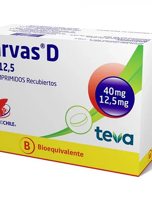 Carvas D  40/12,5 mg Olmesartán Hidroclorotiazida 30 Comprimidos.