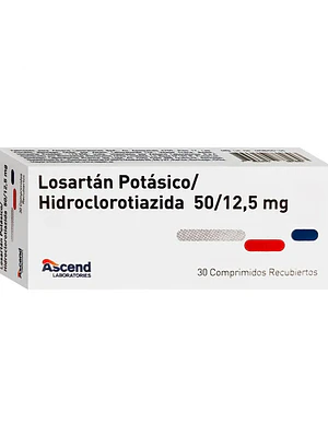 Losartán potásico/ Hidroclorotiazida 50/12,5 mg 30 Comprimidos.