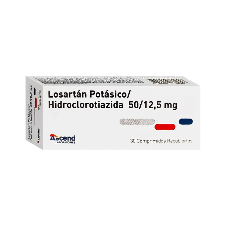 Losartán potásico/ Hidroclorotiazida 50/12,5 mg 30 Comprimidos. 1