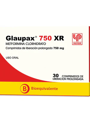 Glaupax XR (B) Metformina 750 mg 30 Comprimidos.