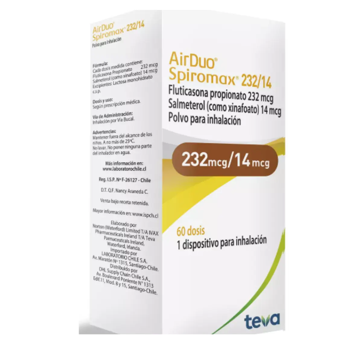 Airduo Spiromax 232/14 mcg Inhalador 60 dosis. 1