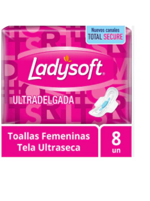 Ladysoft Ultra Delgada Malla Seca C/A Toalla X 8