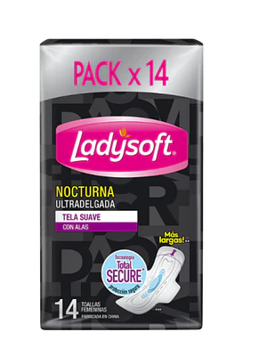 Ladysoft Toa Suave Ultra Delgada C/Alas Nocturna X 14 Und