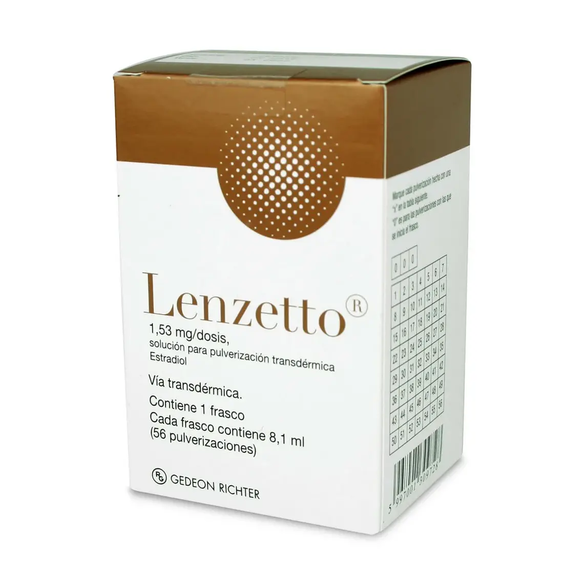 Lenzetto Estradiol 1,53 mcg Pulverización transdérmica 56 Dosis. 1