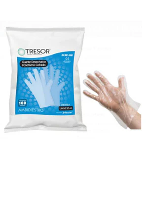 Guantes de polietileno desechables 100 Unidades.