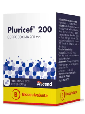 Pluricef (B) Cefpodoxina 200 mg 10 Comprimidos recubiertos.