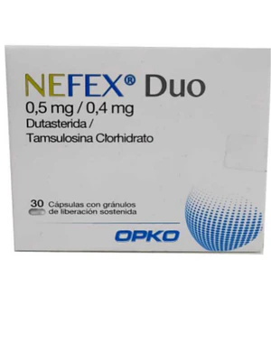 Nefex Duo Dutasterida Tamsulosina 0,5/0,4 mg 30 Cápsulas.
