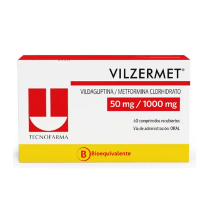 Vilzermet  (B) Vidagliptina, Metformina 50/1000mg 60 Comprimidos. 1