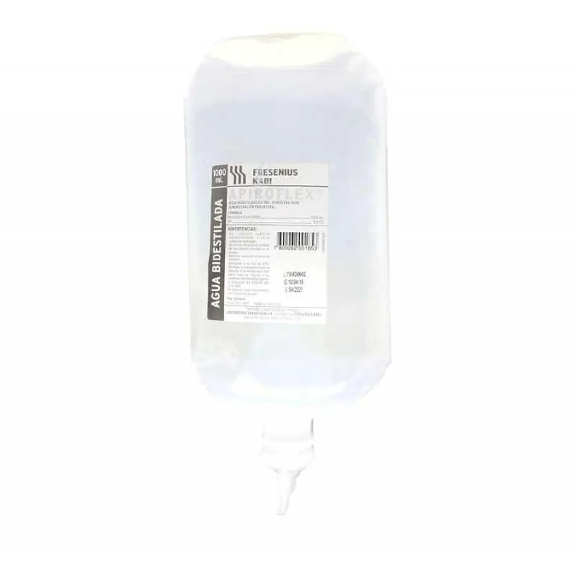 Agua Bidestilada estéril  1000 ml Caja 10 unidades. Sanderson 1