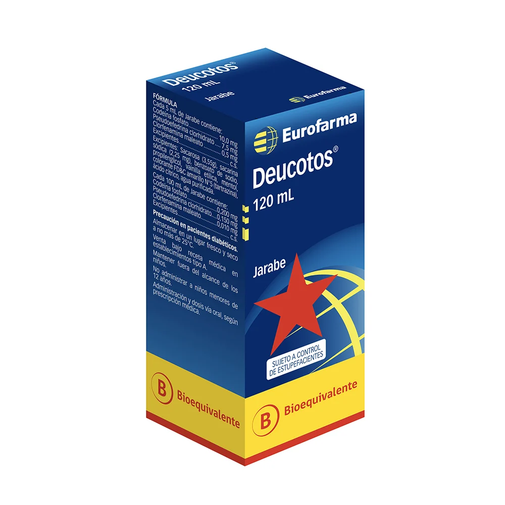 Deucotos Jarabe 120 ml. Medicamento controlado receta retenida.