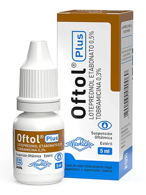 Oftol Plus Loteprednol, Tobramicina Solución oftálmica 5 ml.