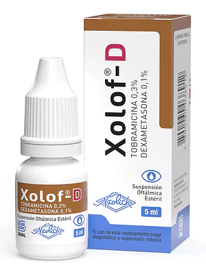 Xolof-D Tobramicina, Dexametasona Solución oftálmica 5 ml.