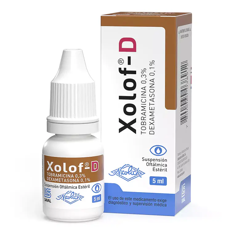 Xolof-D Tobramicina, Dexametasona Solución oftálmica 5 ml. 1