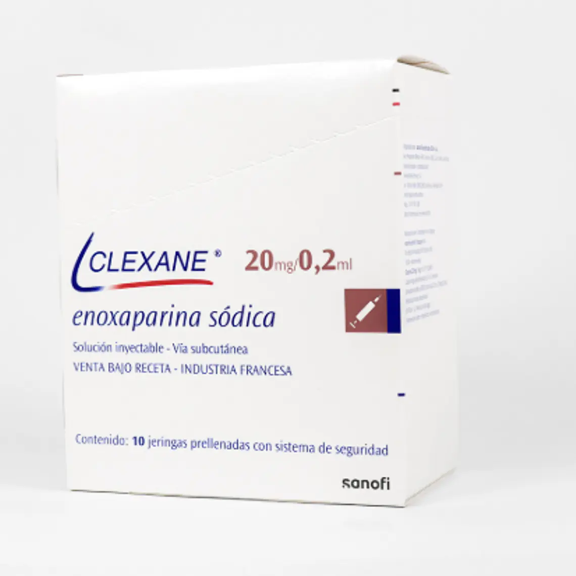 Clexane Enoxaparina 20 mg/ 0,2 ml Inyectable 10 Jeringas prellenadas. 1