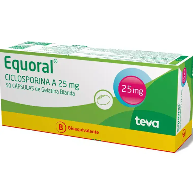 Equoral (B) Ciclosporina 25 mg 50 Cápsulas de gelatina blanda. 1