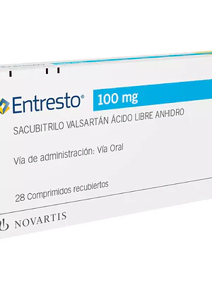 Entresto Sacubitrilo Valsartán  100 mg 28 Comprimidos recubiertos.