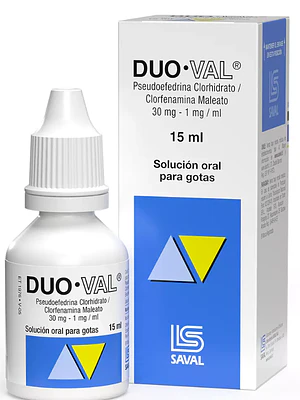 Duo-Val Clorfenamina Pseudoefedrina Gotas 15 ml.