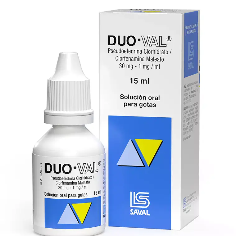 Duo-Val Clorfenamina Pseudoefedrina Gotas 15 ml. 1