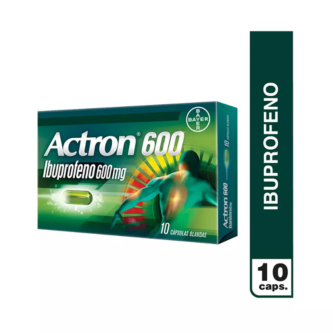 Actron Ibuprofeno 600mg 10 Cápsulas Blandas 1