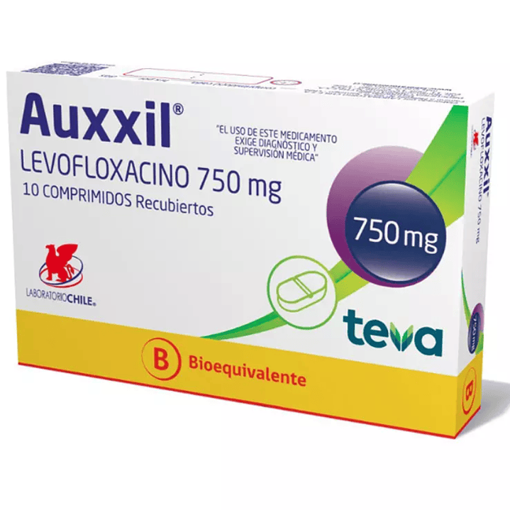 Auxxil (Bioequivalente) Levofloxacino 750mg 10 Comprimidos Recubiertos 1
