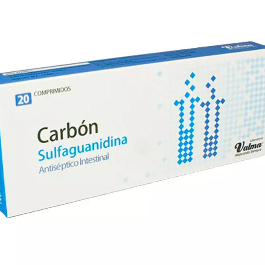 Carbón Sulfaguanidina comprimidos, envase de 20 comprimidos 1