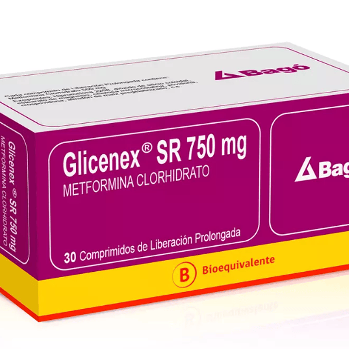 Glicenex SR (B) Metformina 750mg 30 Comprimidos Prolongados 1