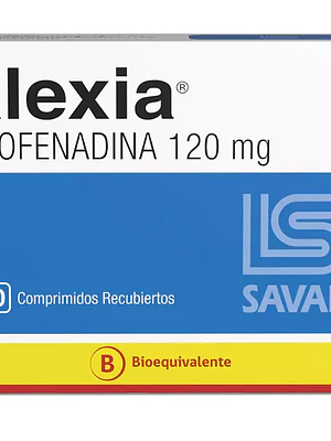 Alexia (B) Fexofenadina 120 mg 10 Comprimidos recubiertos.