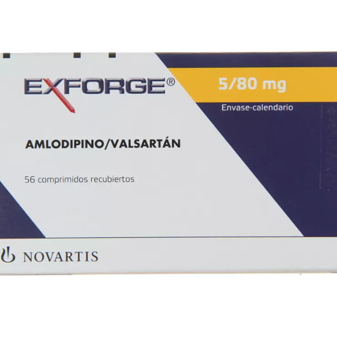 Exforge 5/80 mg Amlodipino / Valsartán 56 Comprimidos recubiertos. 1