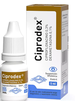 Ciprodex Ciproflxacino Dexametasona Solución oftálmica 5 ml.