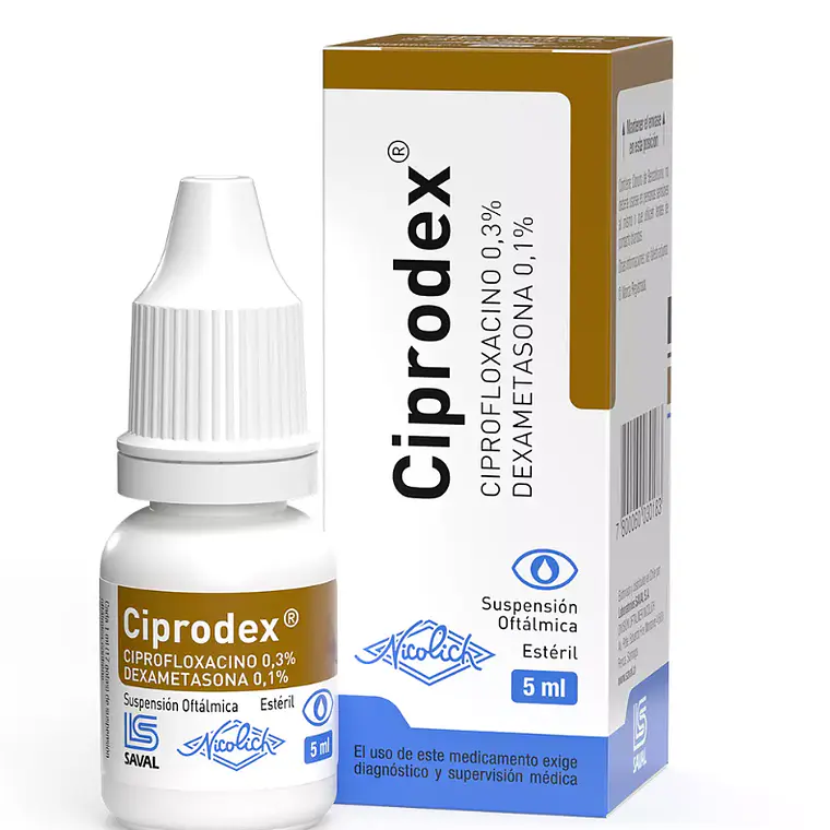 Ciprodex Ciproflxacino Dexametasona Solución oftálmica 5 ml. 1