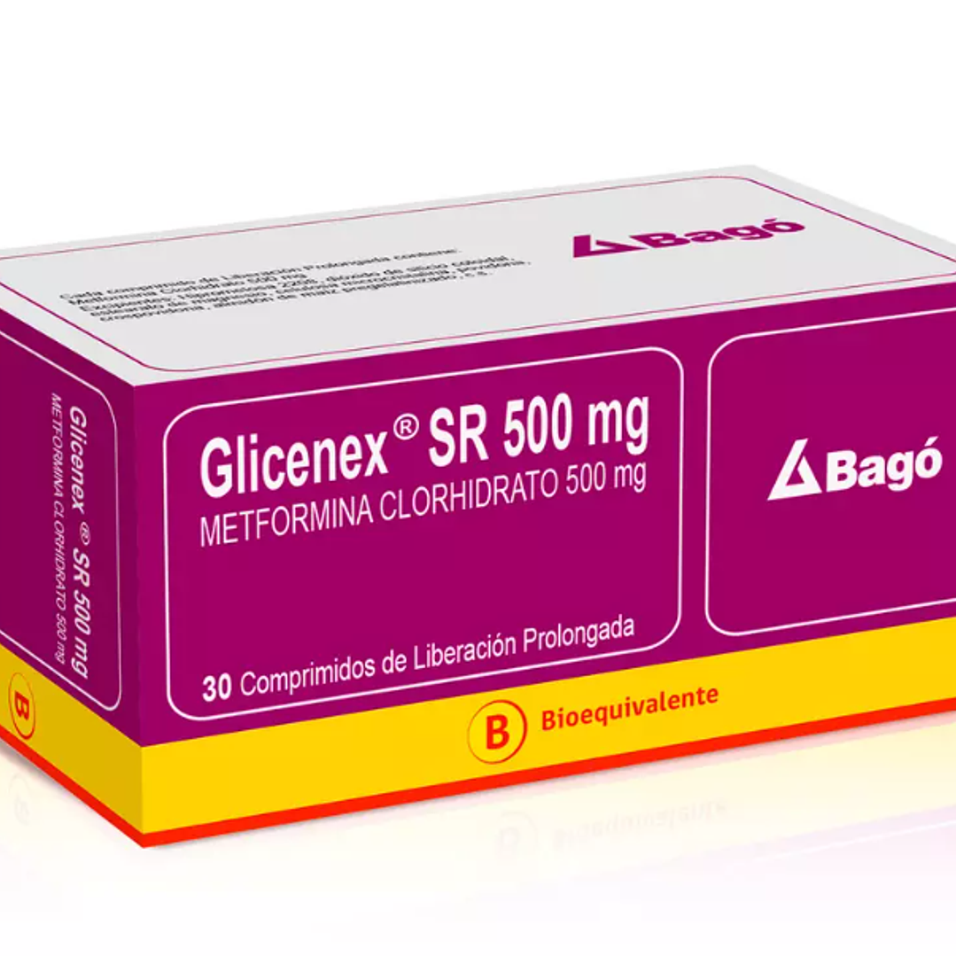 Glicenex SR (B) Metformina 500 mg 30 Comprimidos Prolongados 1