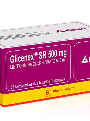 Glicenex SR (B) Metformina 500 mg 30 Comprimidos.