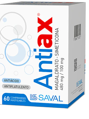 Antiax Simeticona, Magaldrate 60 Comprimidos masticables.