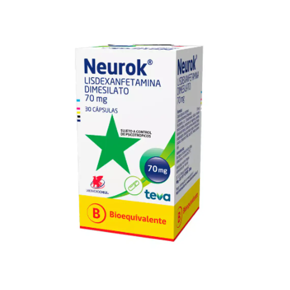 Neurok (B) Lisdexanfetamina 70mg 30 Cápsulas. Medicamentos controlados, venta presencial  1