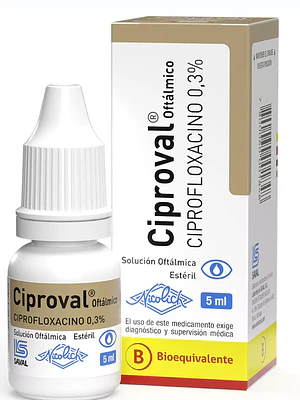 Ciproval Ciprofloxacino 0,3% Solución oftálmica 5 ml.