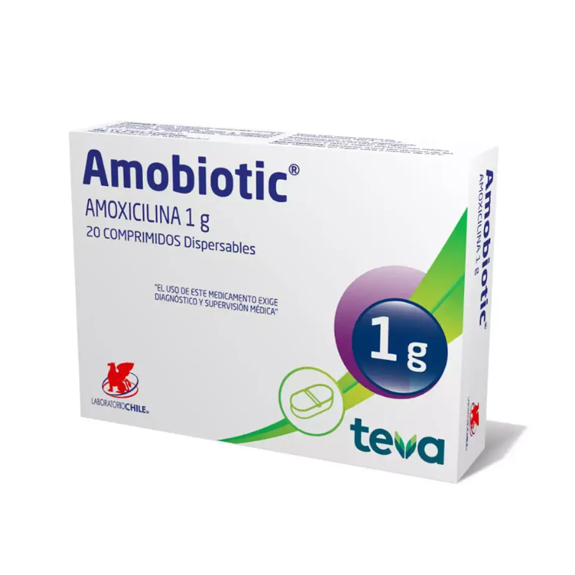 Amobiotic Amoxicilina 1g  20 Comprimidos dispersables. 1