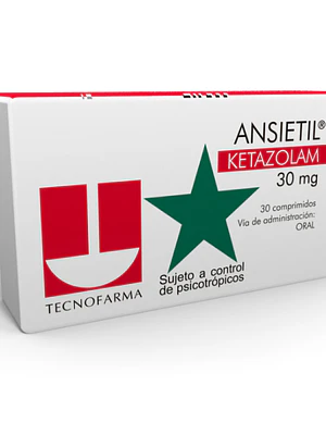 Ansietil Ketazolam 30 mg  30 Comprimidos. Medicamento controlado, venta presencial.
