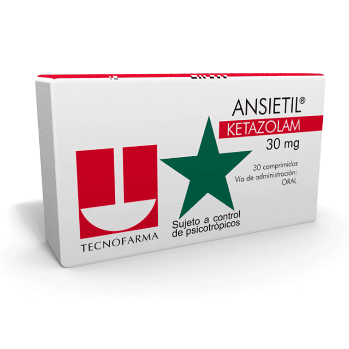 Ansietil Ketazolam 30 mg, 30 comprimidos (Disponible solo para  venta en Local) 1