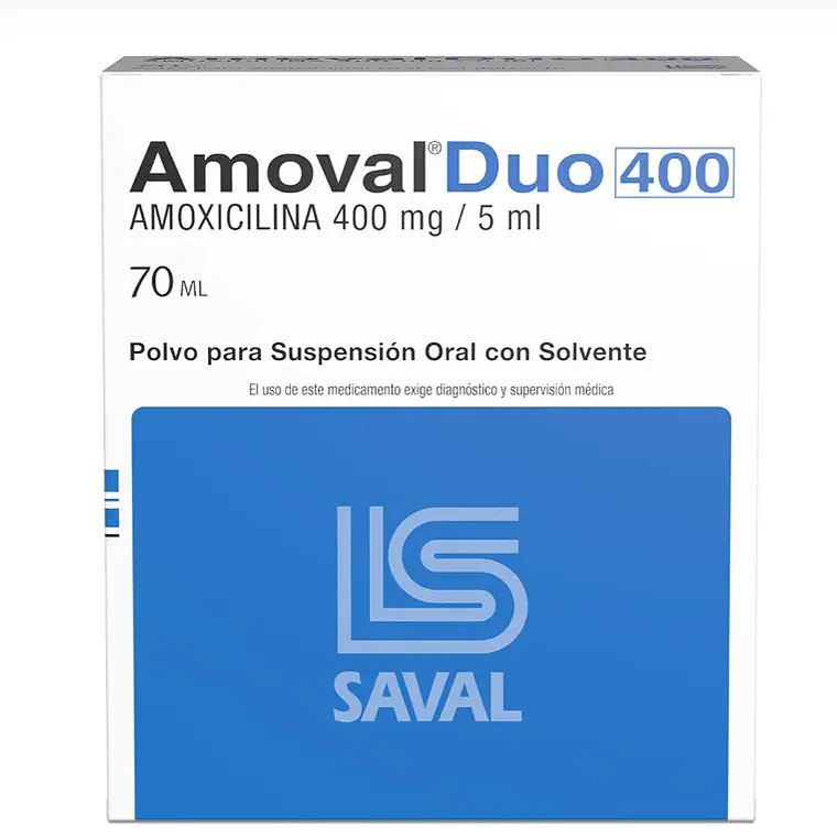 Amoval Duo Amoxicilina 400 mg /5 ml Suspensión oral 70 ml. 1
