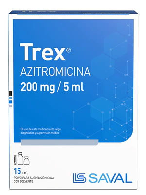 Trex Azitromicina 200 mg /5 ml Suspensión oral 15 ml.