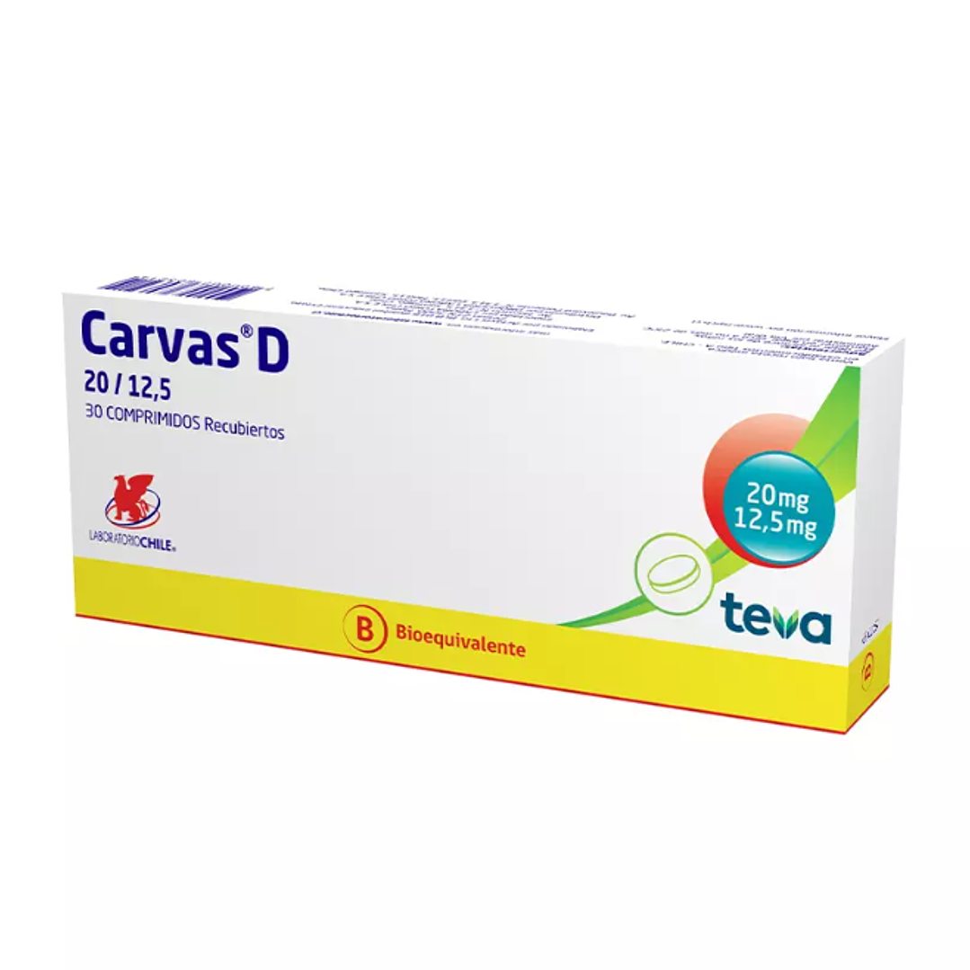 Carvas D (B) Olmesartan / Hidroclorotiazida 20/12.5 30 Comprimidos Recubiertos 1
