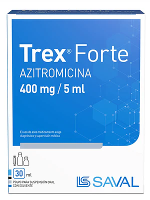 Trex Forte Azitromicina 400 mg /5 ml Suspensión oral 30 ml.