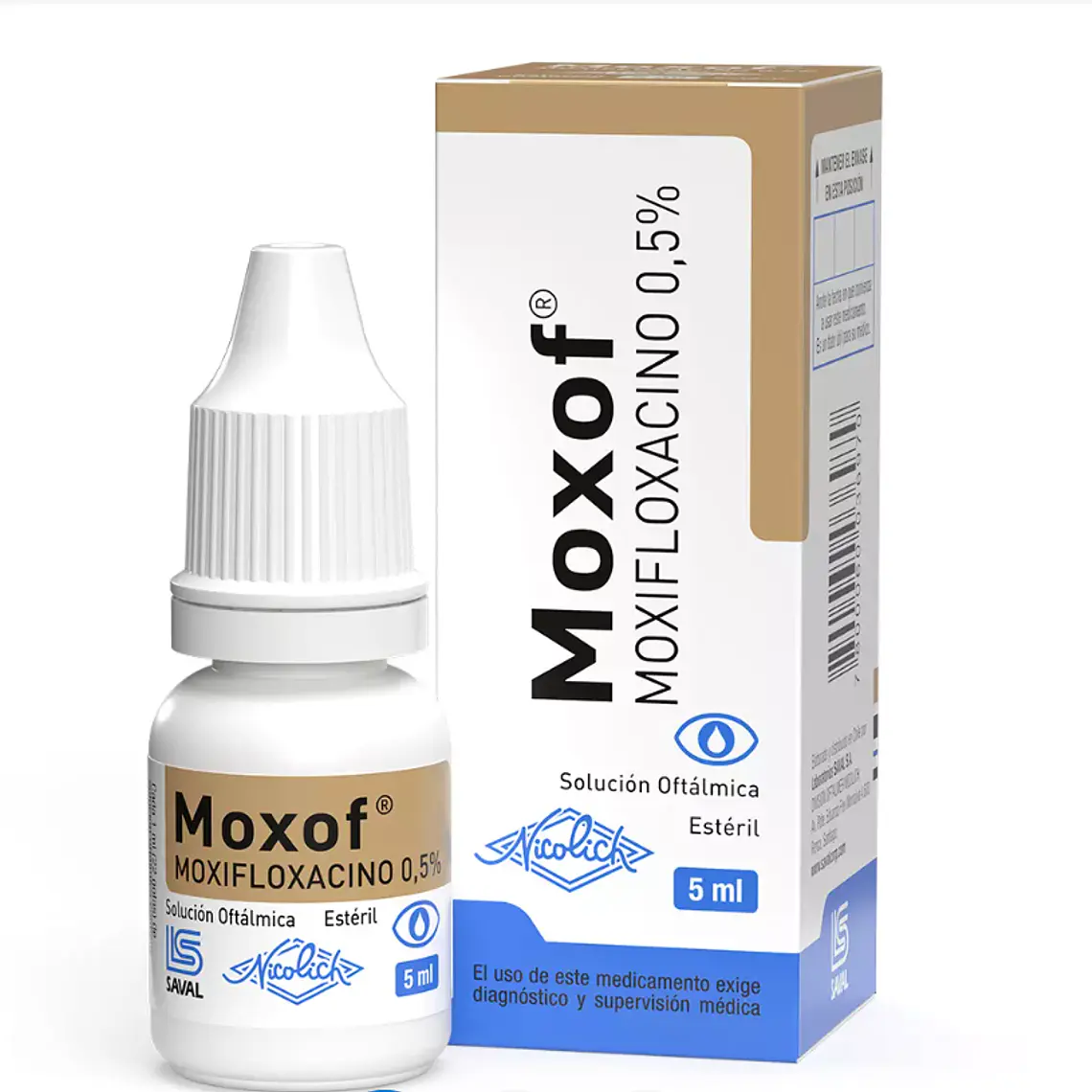 Moxof Moxifloxacino 0,5 % Solución oftálmica 5 ml. 1