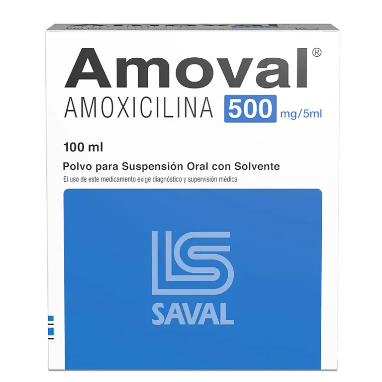 Amoval Amoxicilina 500 mg/5 ml Suspensión oral 100 ml, 1